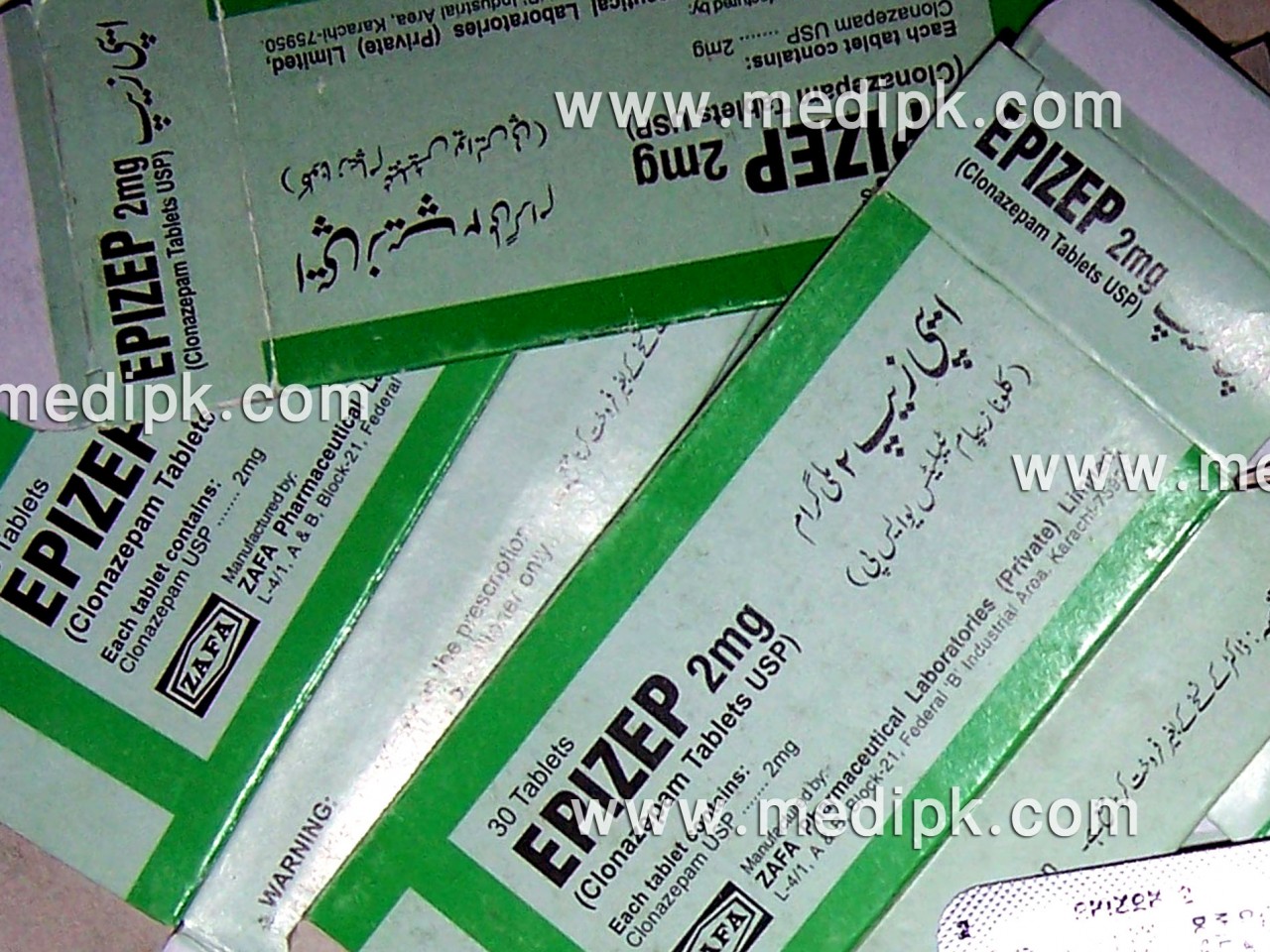 Epizep (Clonazepam) 2mg by Zafa Pharmaceutical 10 Tablets / Strip
