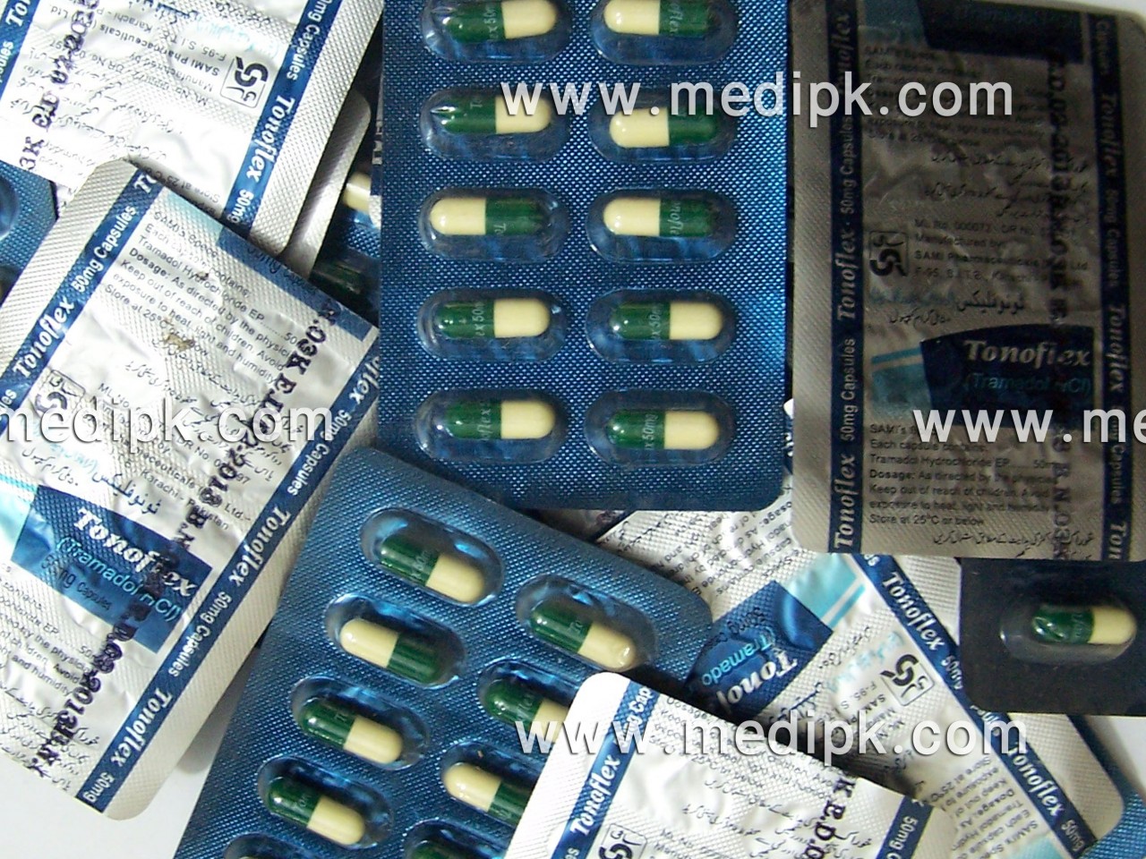 Tonoflex (Tramadol HCL) 50mg sustained release by Sami Pakistan 10 capsules / Strip